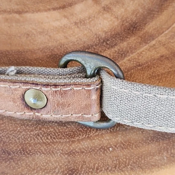 CLEA RAY UPCYCLED MILITARY TENT CANVAS AND LEATHER CROSSBODY BAG - Picture 12 of 14